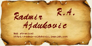 Radmir Ajduković vizit kartica